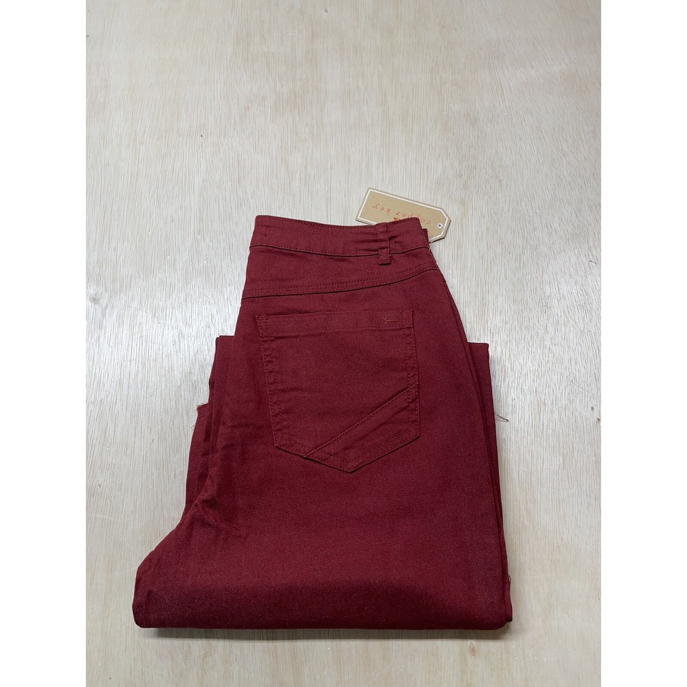 COPPER KEY Sz 7 Womens‎ Red Casual Work Pants Raw Hem